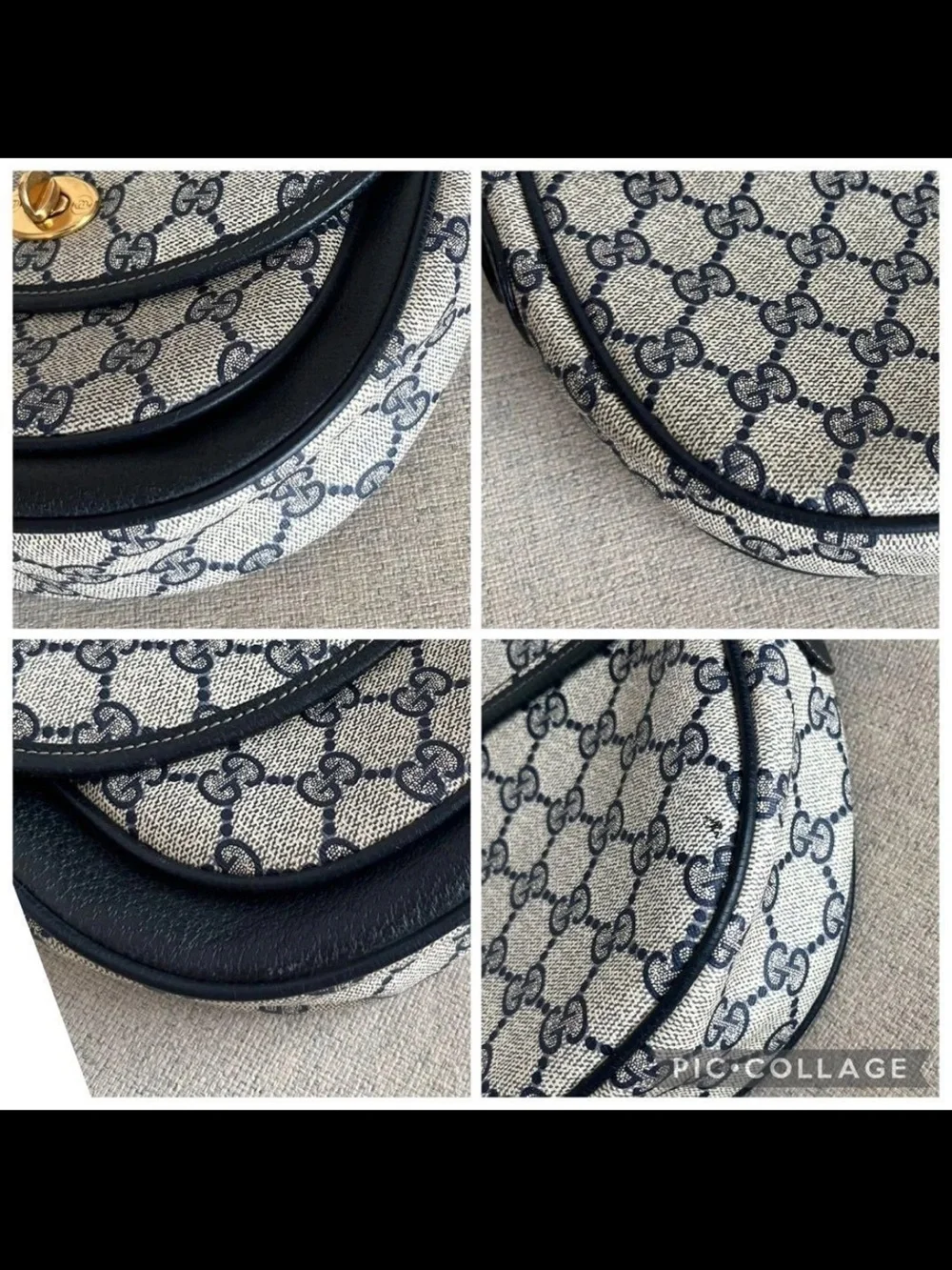 Gucci GG Monogram Crossbody Bag - Navy/White with Gold Hardware